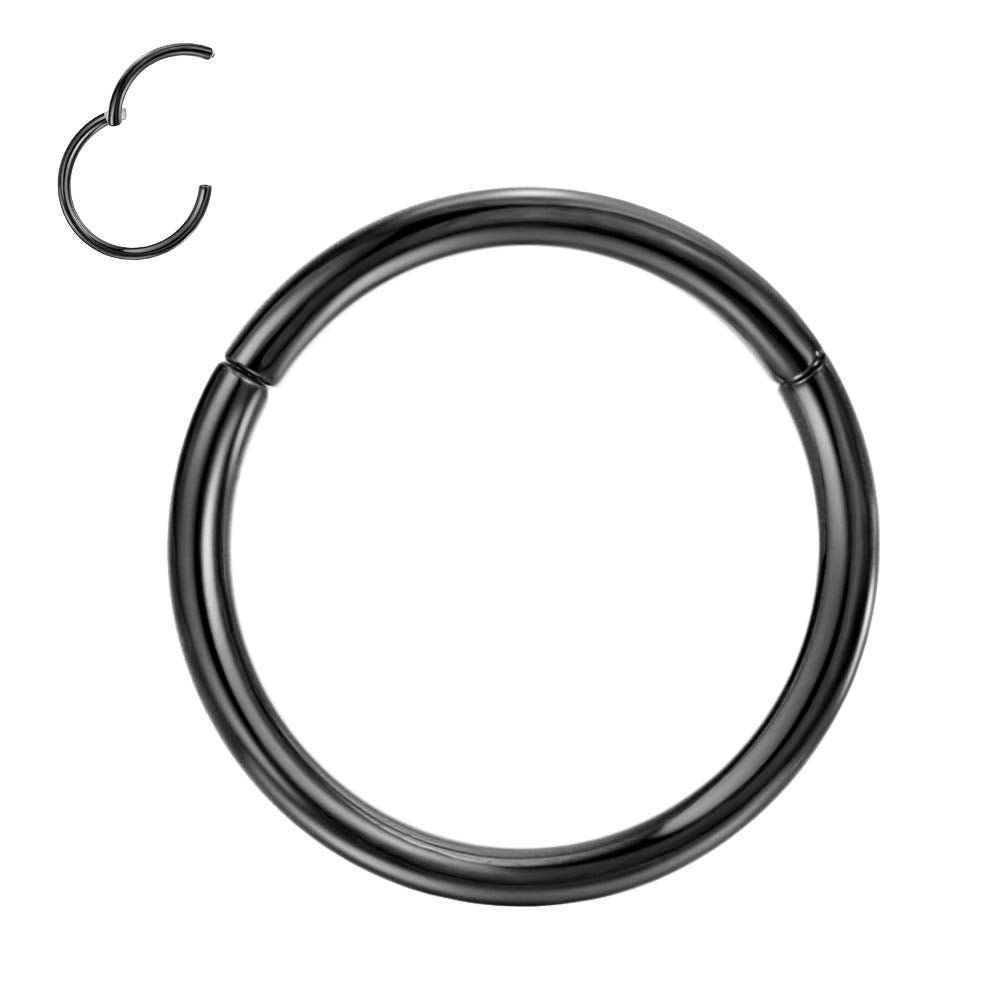 FANSING Black Titanium Conch Hoop 16g Septum Hoop 13mm Septum Rings for Men 16 Gauge Septum Piercing Jewelry Hypoallergenic Heli