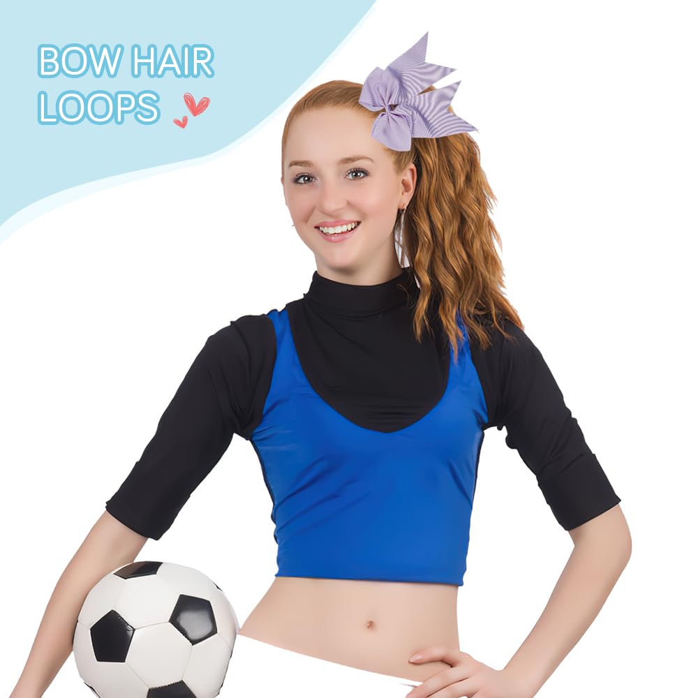 Large Cheer Bows For Cheerleaders Light Purple Hair Bows For Girls Softball Hair Bows Teen Girls College Sports Elastic Ponytail