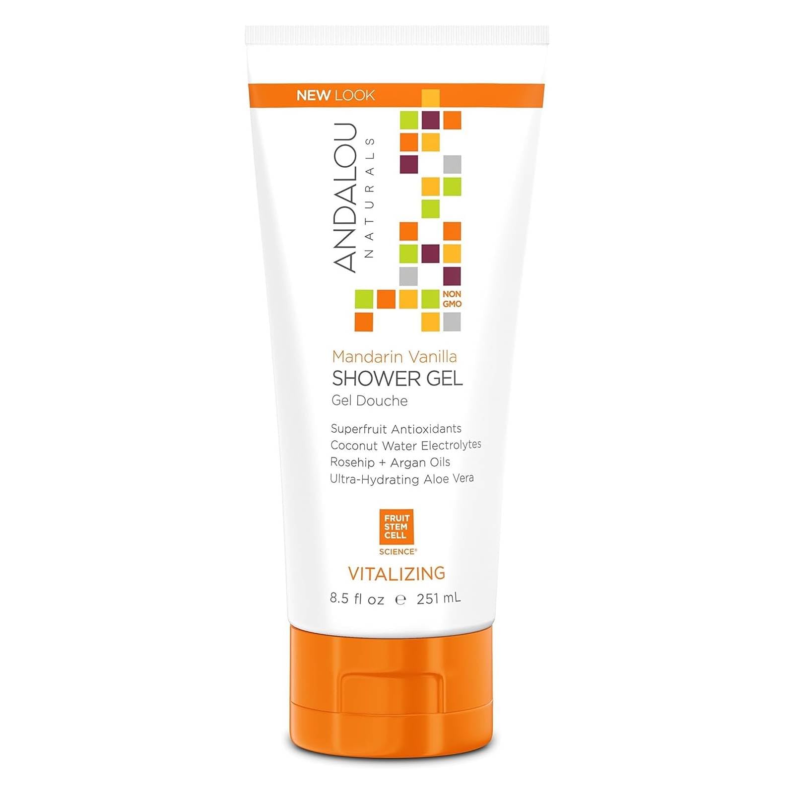 Andalou Naturals Mandarin Vanilla Vitalizing Shower Gel, 8.5 Fl. Oz., Gently Cleanses And Protects Skins Moisture With Argan Oil