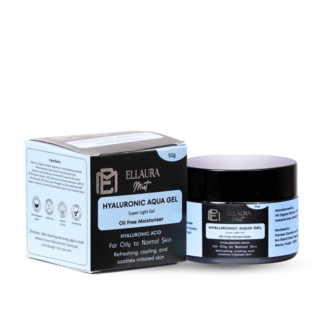 Ellaura Mist Hyaluronic Aqua Gel Oil Free Moisturizer With Hyaluronic Acid  Gel Moisturizer, Normal Skin Lightweight, NonGreas