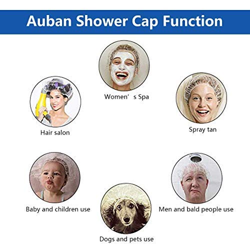 Auban Shower Cap Disposable, 30 Pcs Bath Caps Larger Thick Clear Waterproof Plastic Elastic Hair Bath Caps For Women, Hotel Trav