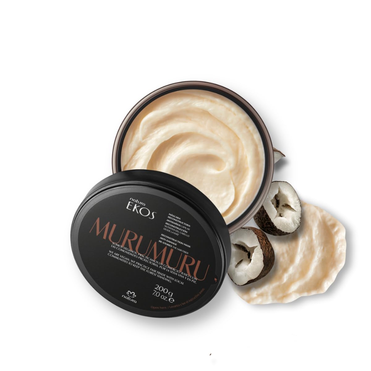 natura Ekos Murumuru Reconstruction Hair Mask - Reduce Breakage & Rebuild Hair Fiber - Intensely Repairs & Protects From Damage 