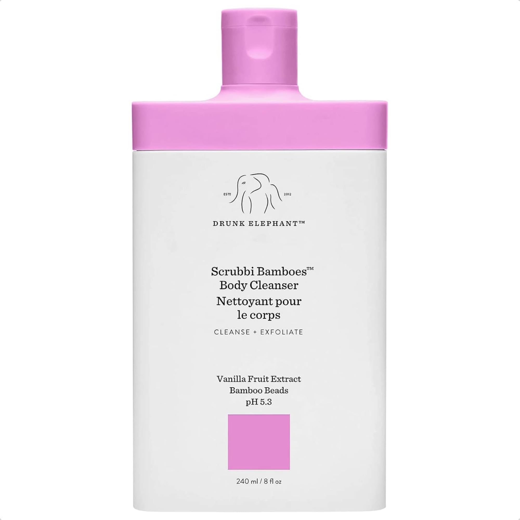 Drunk Elephant Scrubbi Bamboes Body Cleanser - 240 ml/8 fl oz - Sulfate-Free Body Scrub Wash - Clean Clinical Skincare - Cruelty