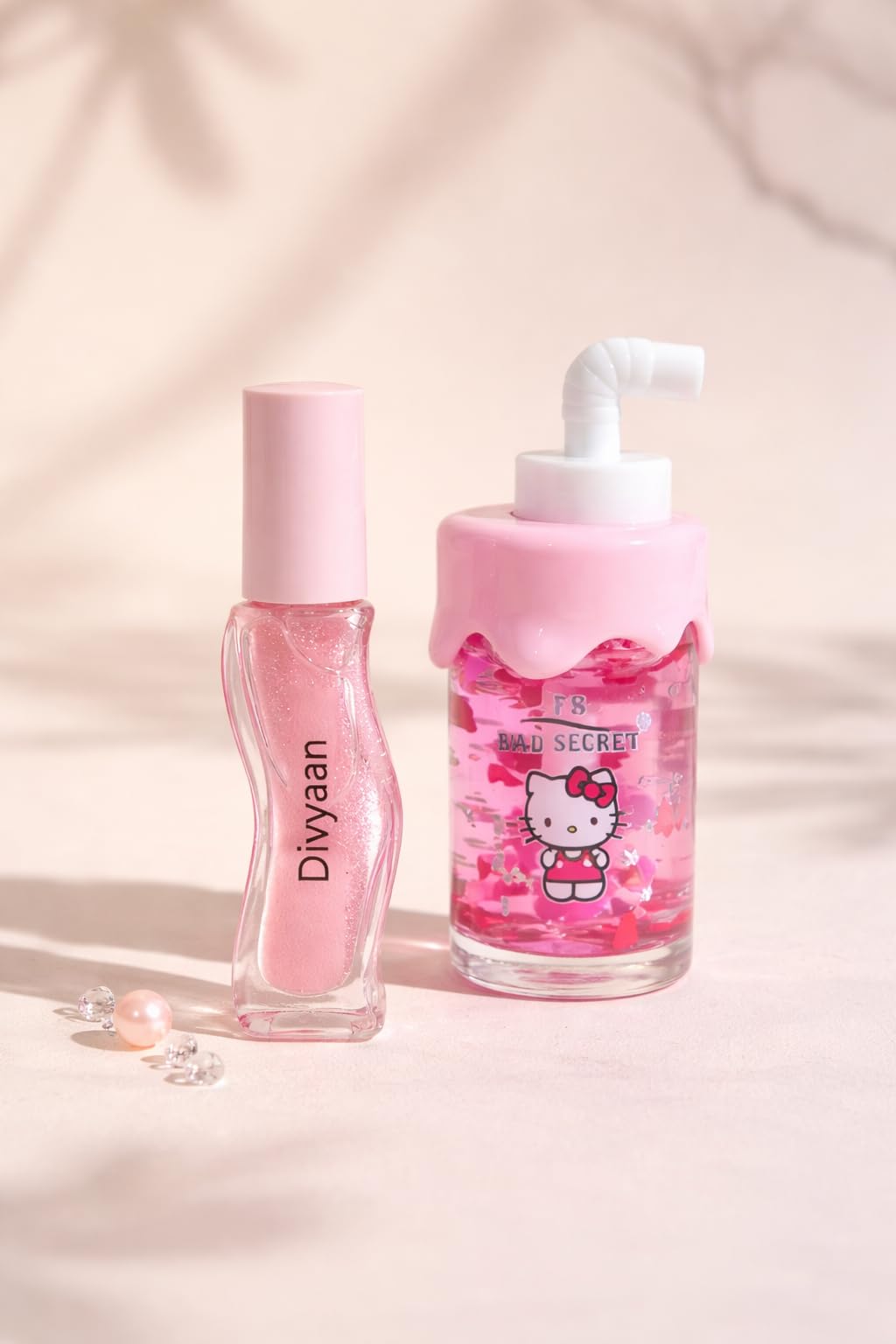 2Pcs Glitter Lip Oil Gloss Set Hydrating Moisturizing Lip Oil With Shimmer | Zigzag And Sipper Bottle Packaging | Ph Colour Chan