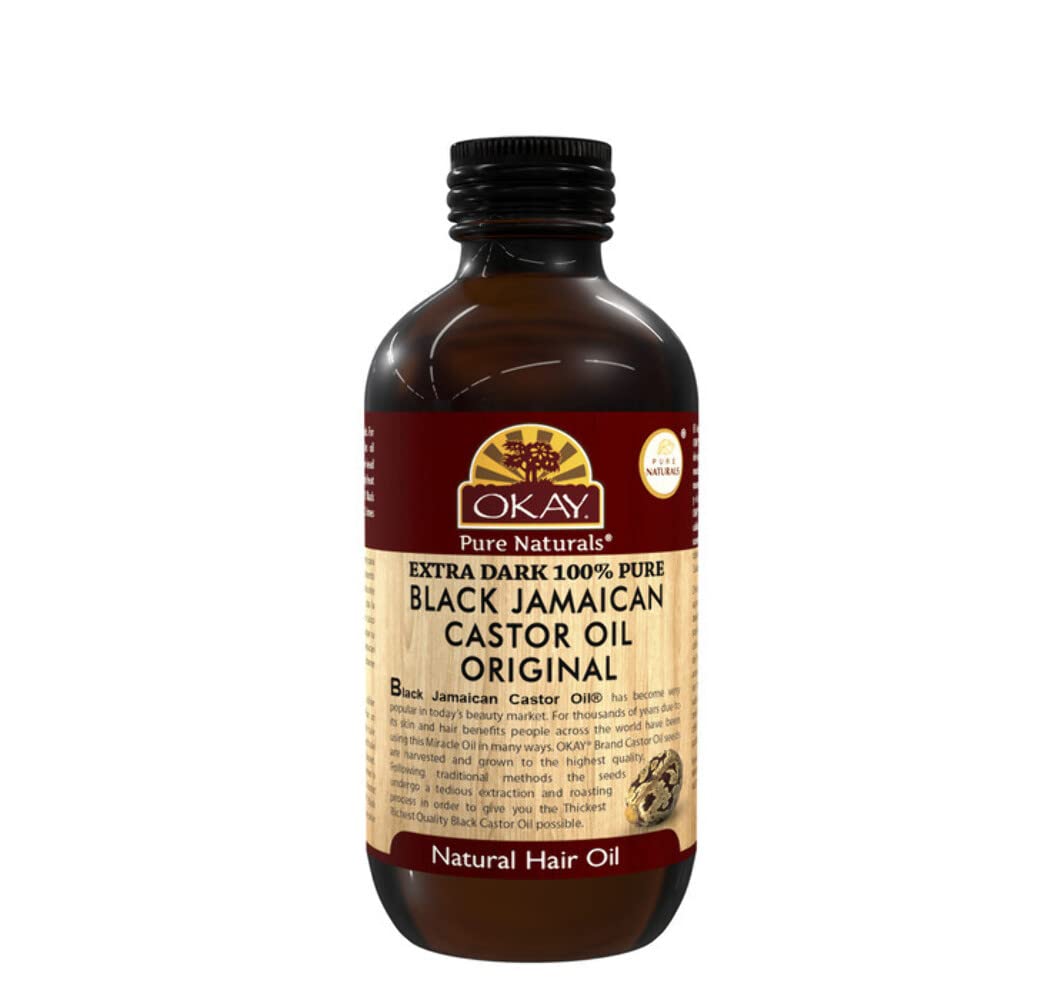 Okay | Extra Dark 100% Natural Black Jamaican Castor Oil | For All Hair Textures & Skin Types | Grow Strong, Healthy, Smooth And
