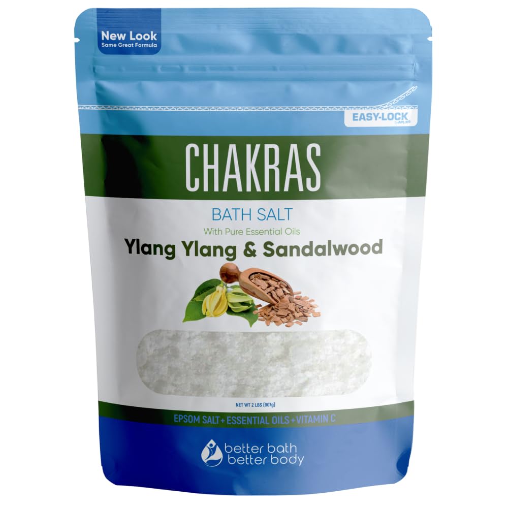 Chakras Bath Salt 32 Ounces Epsom Salt With Natural Ylang Ylang, Sandalwood, Eucalyptus, Frankincense, Chamomile And Cinnamon Es