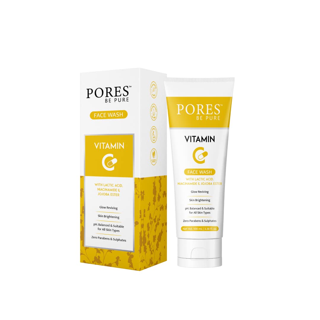 Pores Be Pure Vitamin C Face Wash | Glowing & Brightening Gel Cleanser For Daily Use | Reducing Dullness | All Skin Types | Ph B