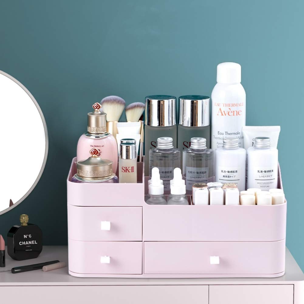 Miuopur Makeup Organizer For Vanity, Large Capacity Desk Organizer With Drawers For Cosmetics, Lipsticks, Jewelry, Nail Care, Sk