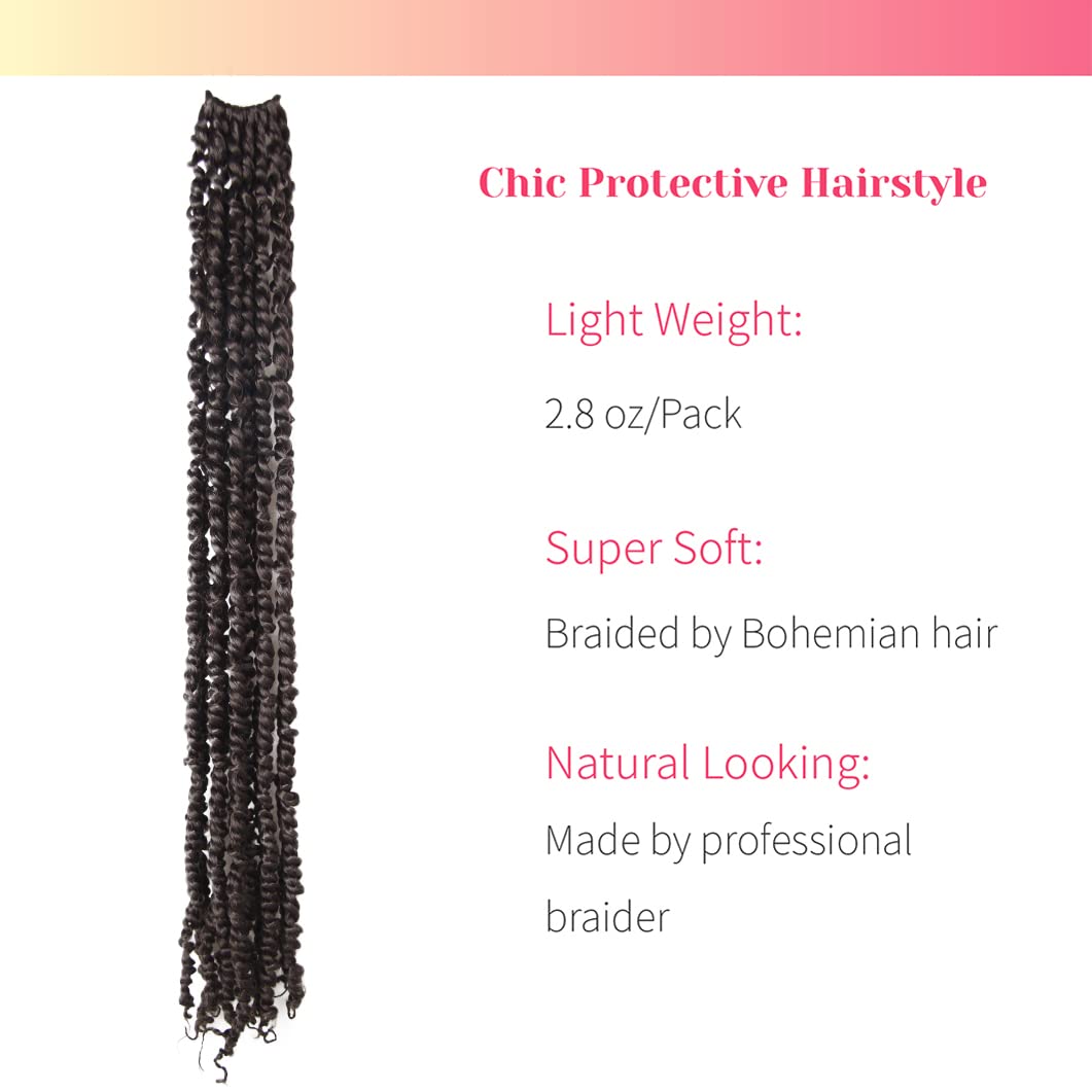 The BOHOBABE Long Pre-twisted Passion Twist Crochet Hair 30 Inch Pre-looped Long Brown Crochet Passion Twist Braiding Hair 8 Pac