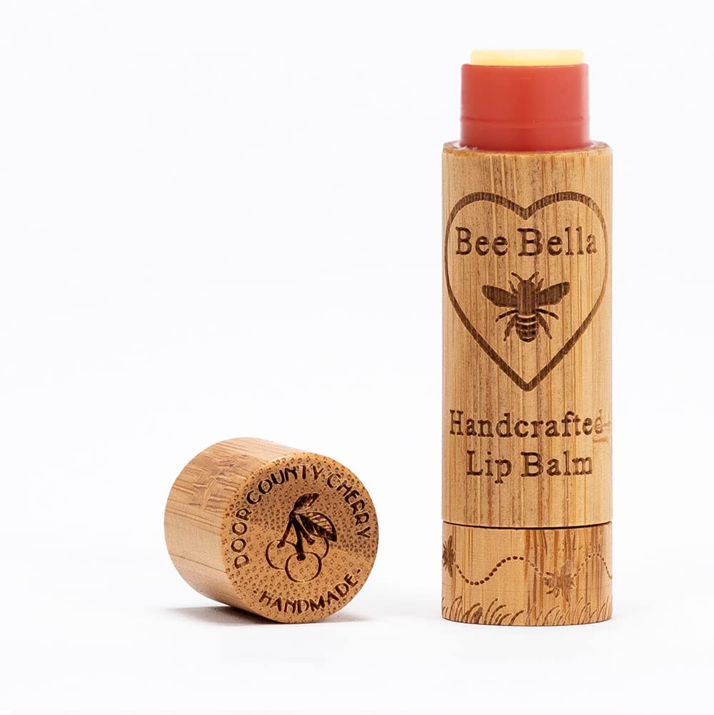 Bee Bella Lip Balm, Cherry, 3 Pack - Hydrating, Moisturizing Lip Care, 100% Natural, Original Organic Beeswax With Vitamin E, Ha