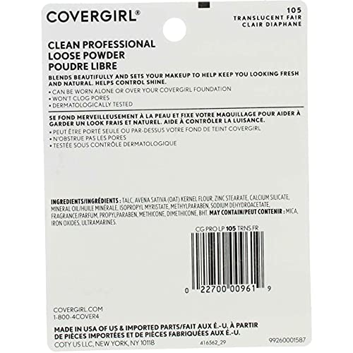 CoverGirl Professional Loose Powder, Translucent Fair [105] 0.70 oz (Pack of 4)