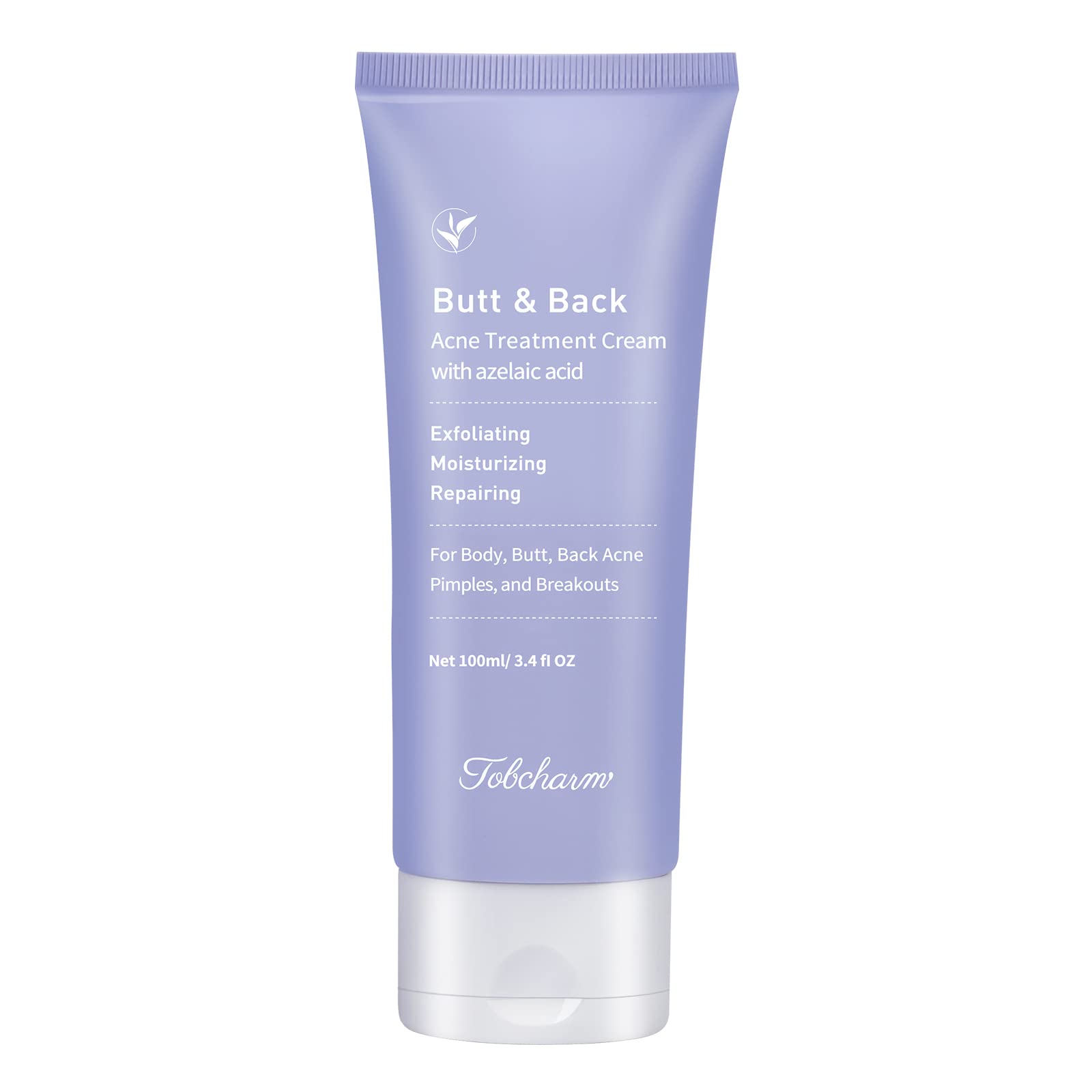 Tobcharm Butt Acne Clearing Treatment, Back Acne Treatment, Body Acne Treatment with Azelaic Acid 3.4 fl. oz., Great for Men and