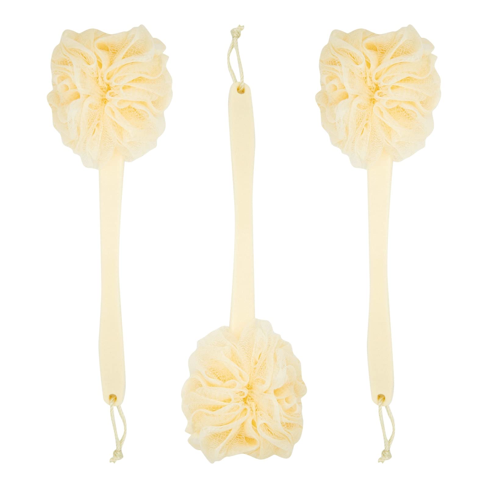 Juvale 3 Pack Long Handled Loofah Back Scrubber, Exfoliating Body Sponge For Shower, Bath (18 In)