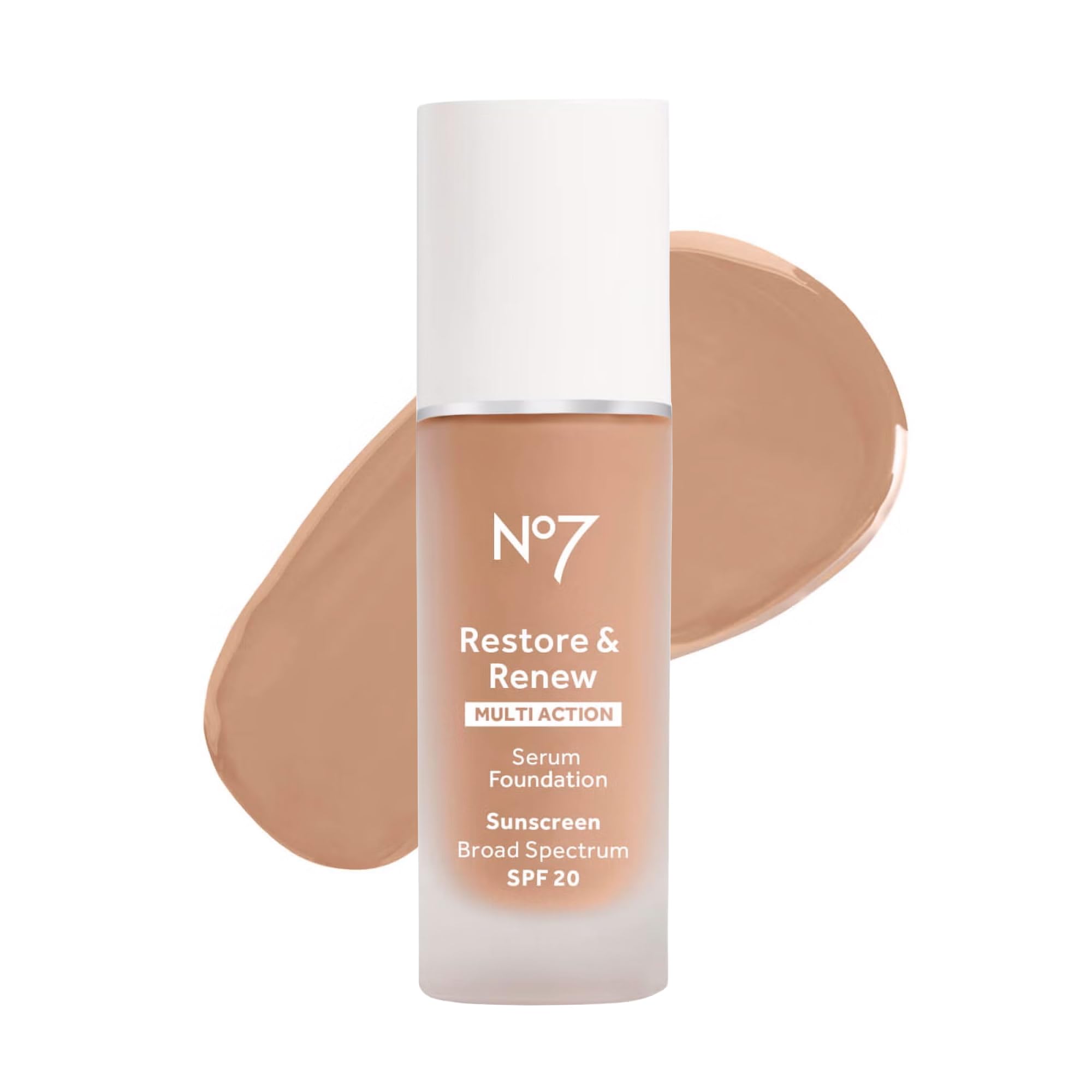 No7 Restore & Renew Multi Action Serum Foundation - Warm Beige - Liquid Foundation Makeup with Vitamin C, Vitamin E & Collagen f