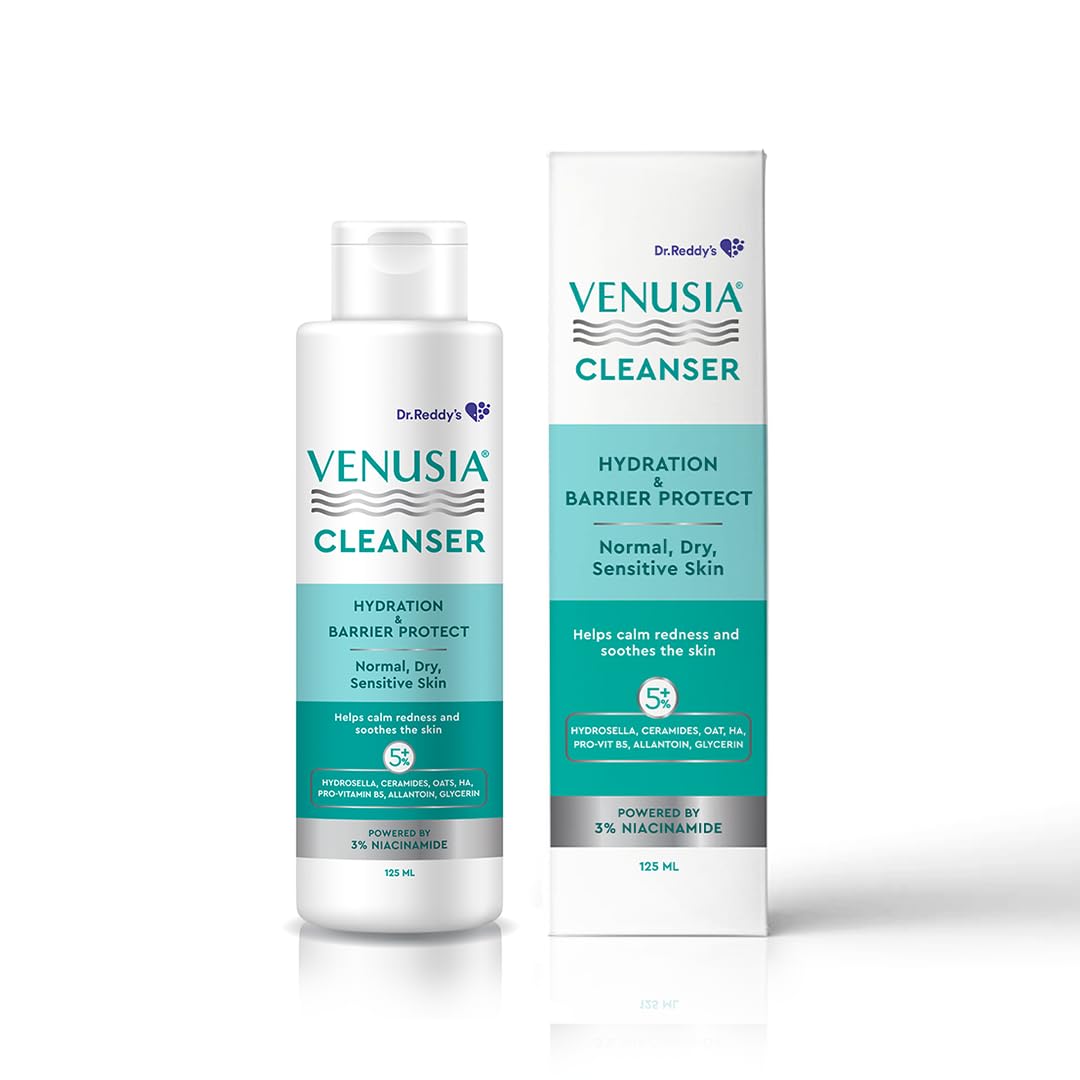 Venusia Hydrating & Barrier Protect Cleanser | With Ceramides, Hyaluronic Acid, Niacinamide, ProVitamin B5 | For Normal, Dry, A