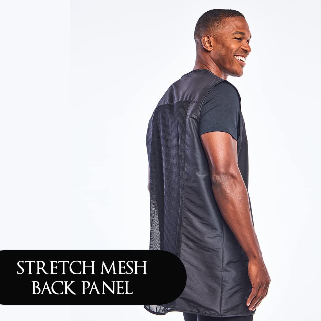 Betty Dain Cool Vent Mesh Back Barber Vest, Sleeveless, Stretch Mesh Back For Breathability, Pockets With Zippered Bottom, Snap