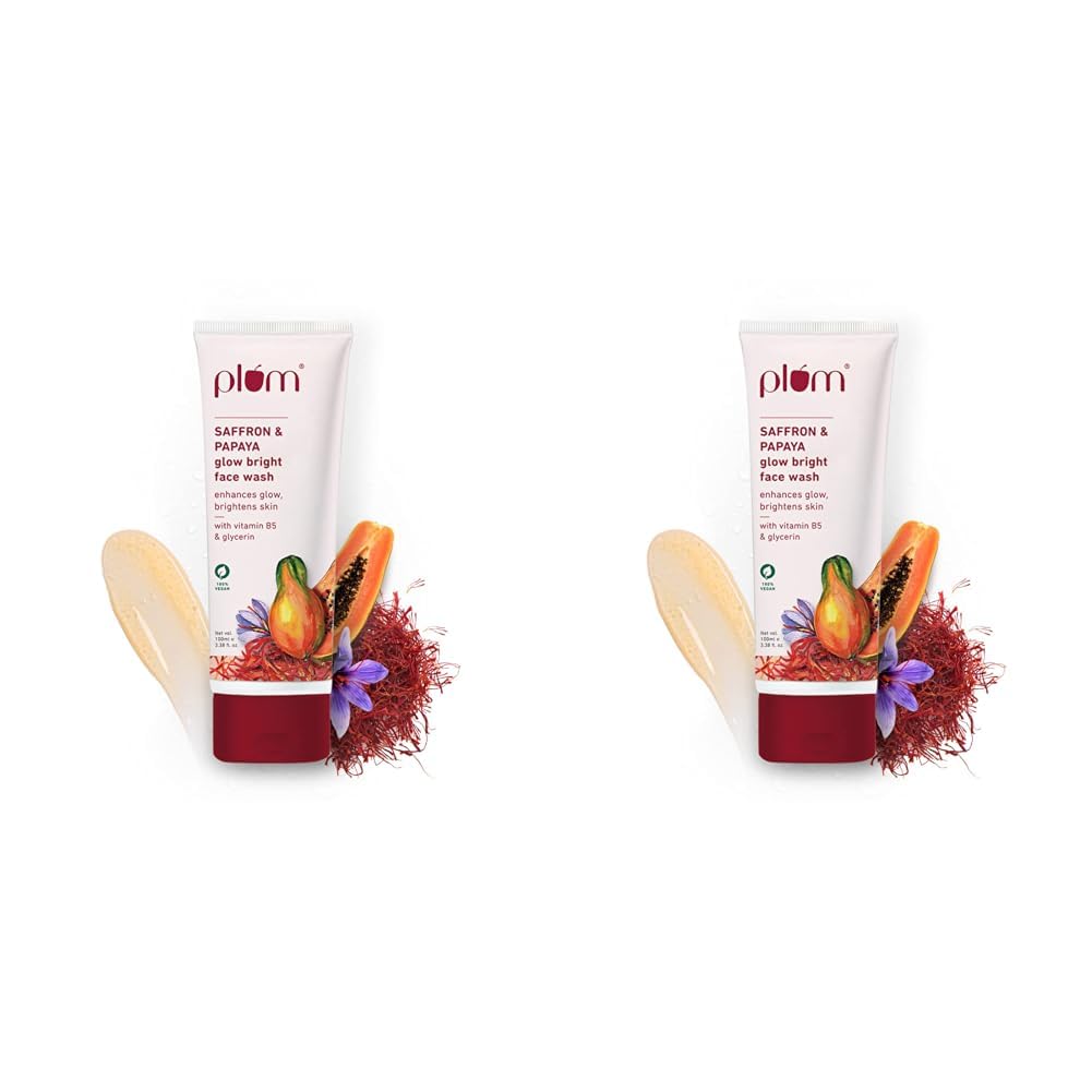 Plum Saffron & Papaya Glow & Brightening Face Wash | With Vitamin B5 | All Skin Types | Glow Bright Face Wash For Women & Men | 
