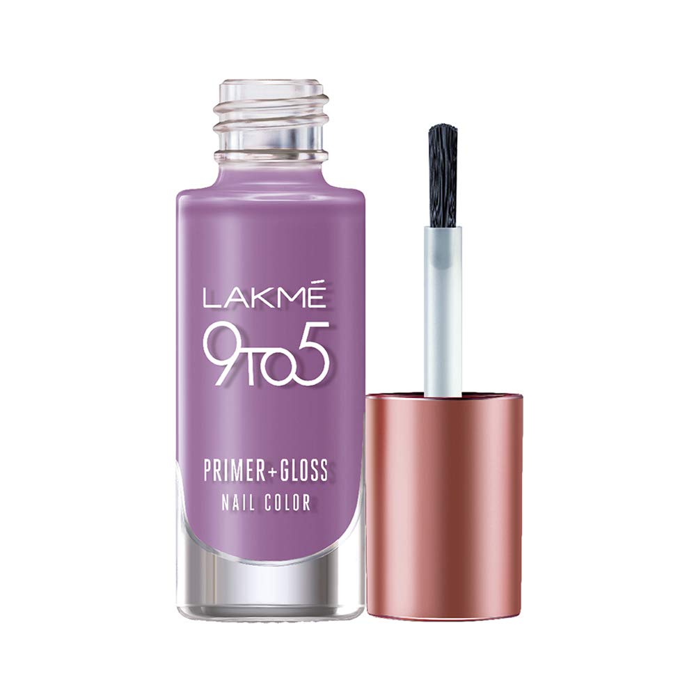 Lakm 9 To 5 Primer + Glossy Finish Nail Colour, Lilac Link, 6 Ml