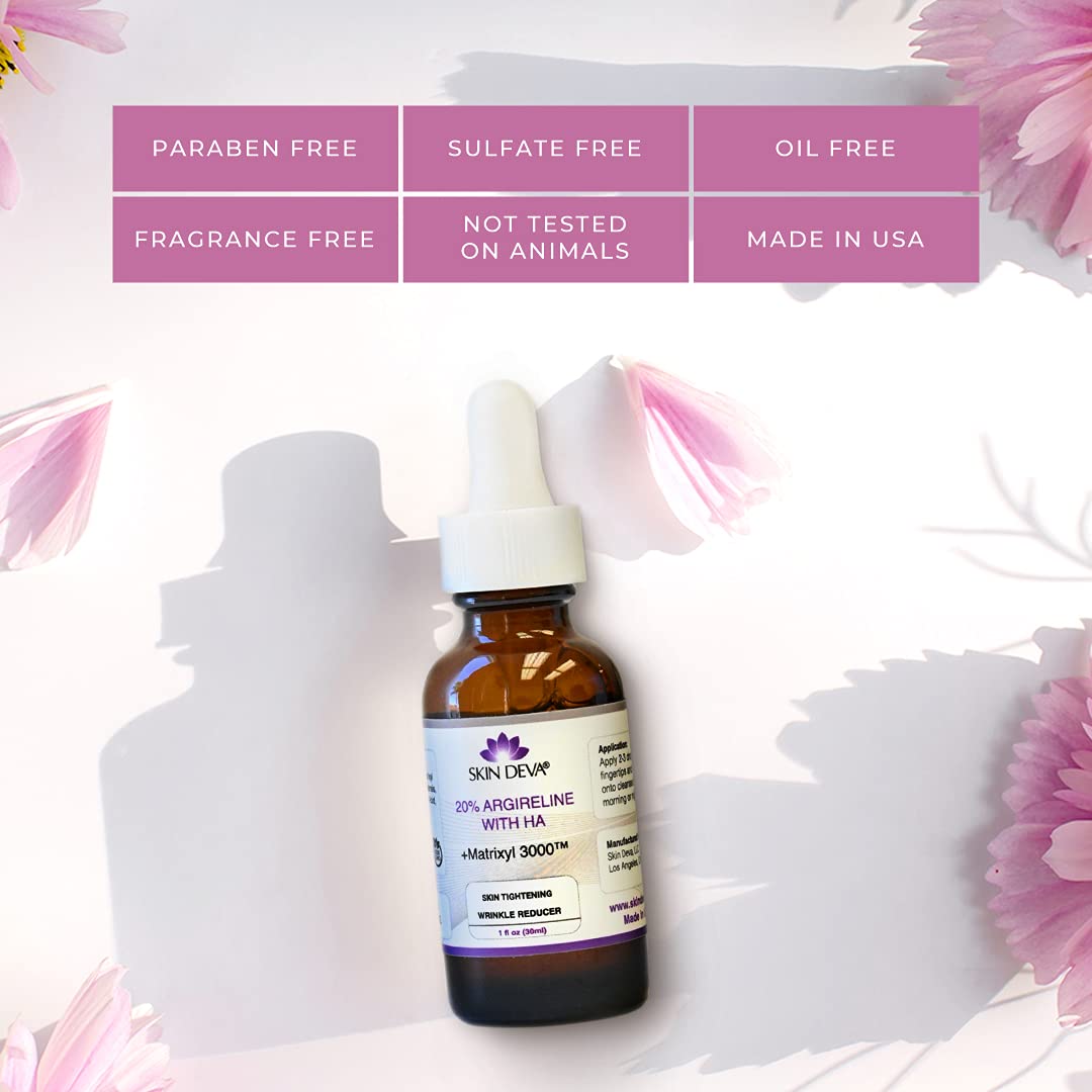 SKIN DEVA 20% Argireline Serum with Matrixyl 3000 Pure Hyaluronic Acid Serum For Face Deep Wrinkle Reducer Anti Aging Tones Skin