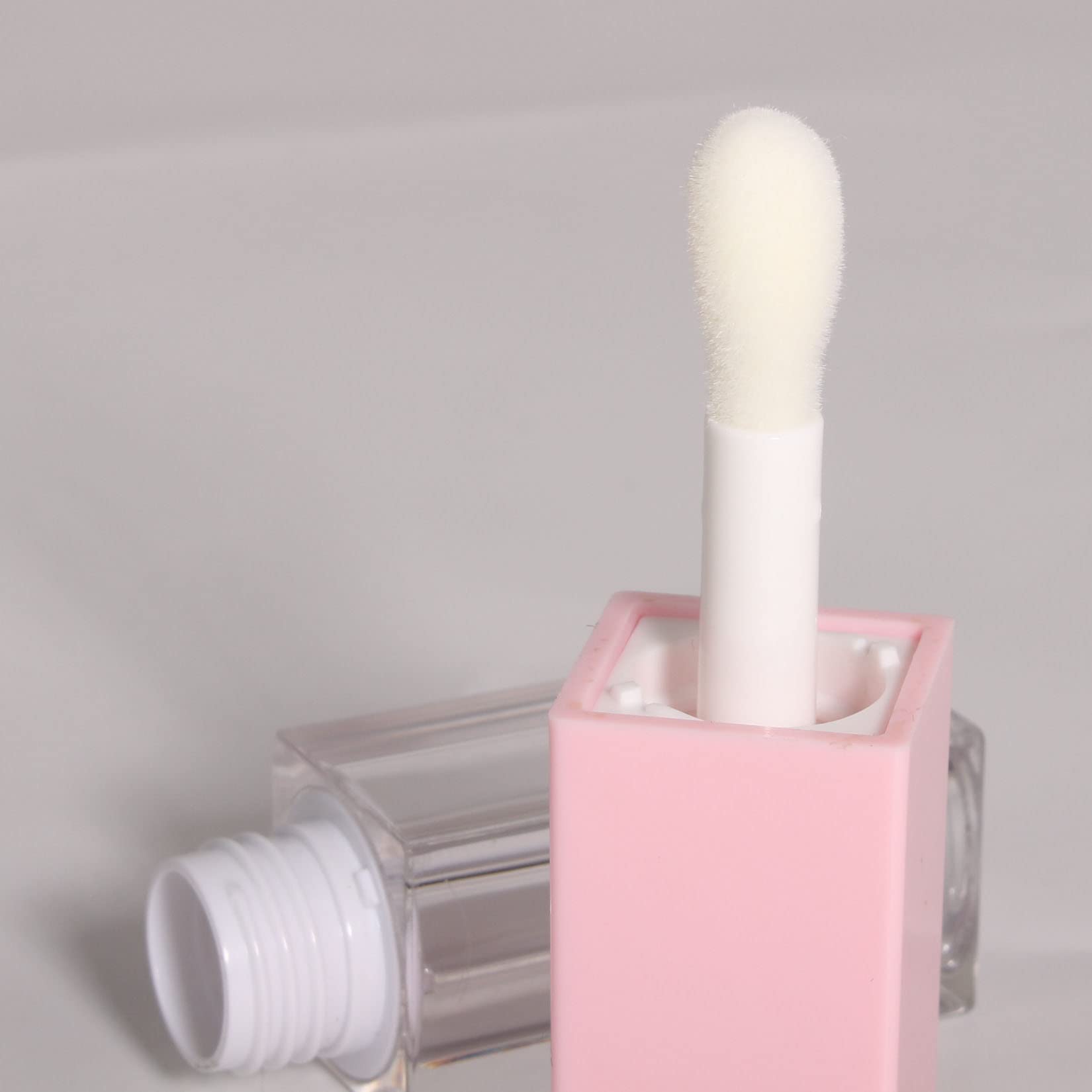 24Pcs 5Ml Empty Square Pink Lipgloss Tubes Bulk Wholesale With Big Wand Lipgloss Containers