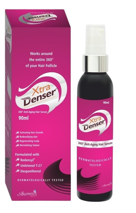 Xtra Denser 360 Hair Serum For Hair Growth & Thickness  Anti Hair Fall | NonGreasy Formula  Men & Women 90 Ml | Economy Pack
