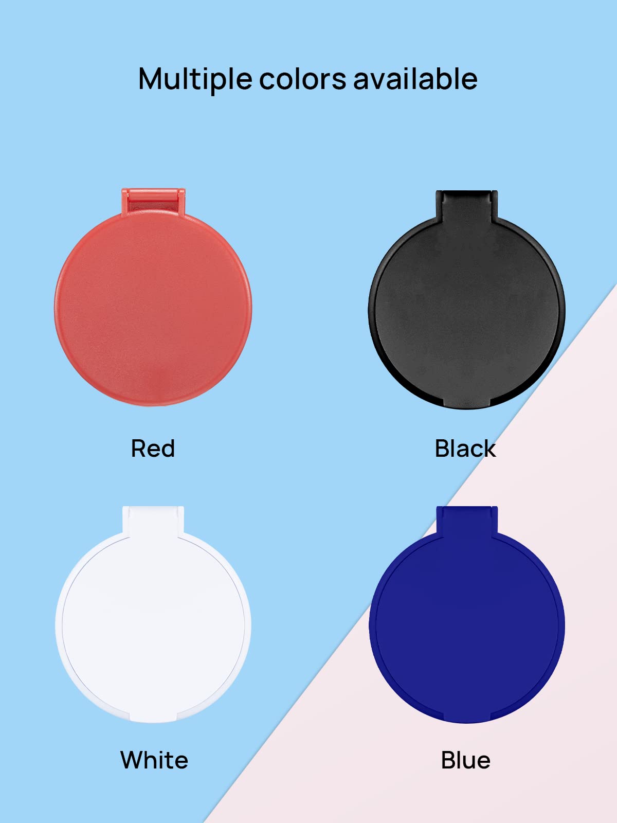 Compact Mirror Bulk Round Makeup Mirror For Purse, Set Of 3, 2.6'' L X 2.37'' W (Black)