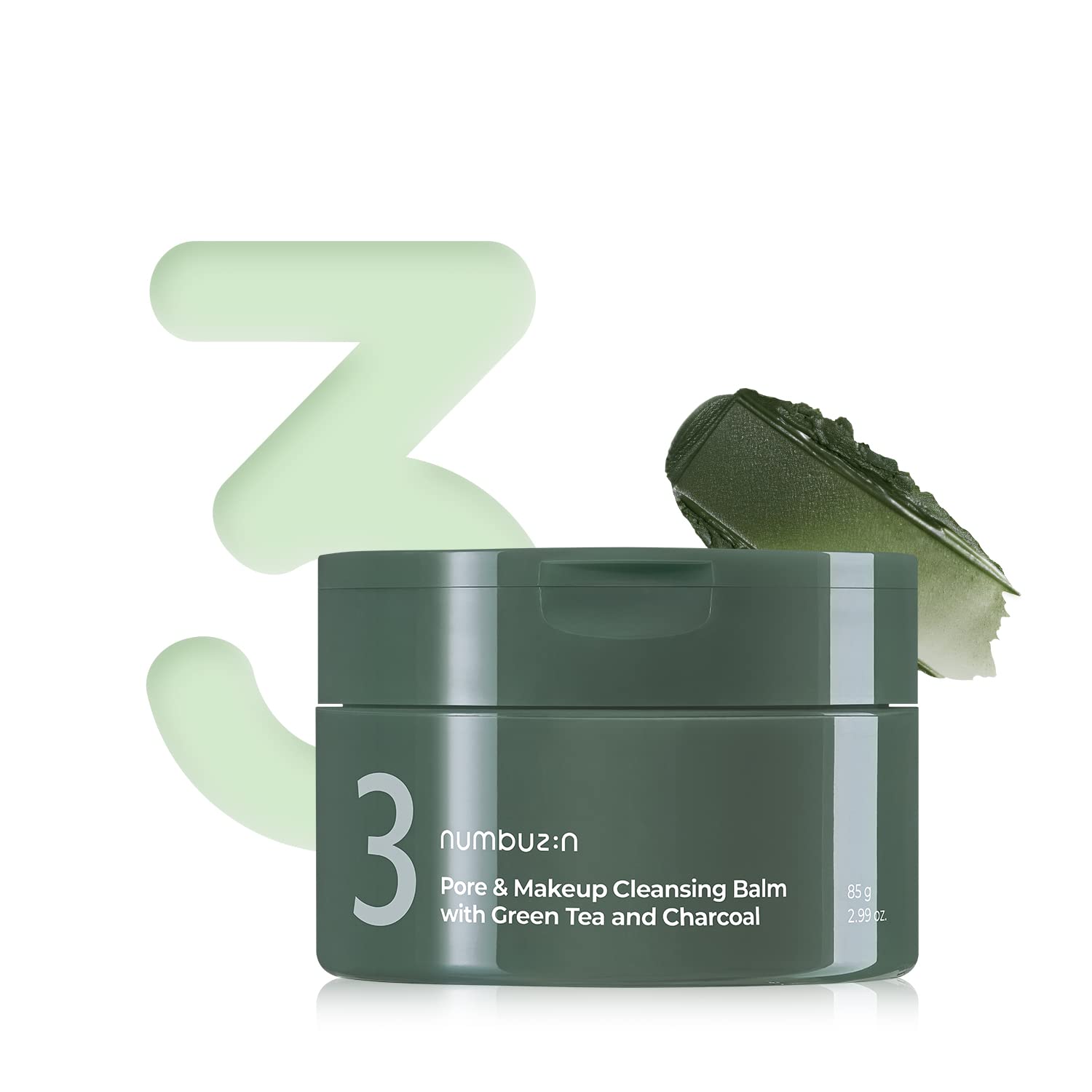 numbuzin No.3 Pore & Makeup Cleansing Balm with Green Tea and Charcoal | Quick & Easy Cleansing, Reduces Blackheads, No Fragranc