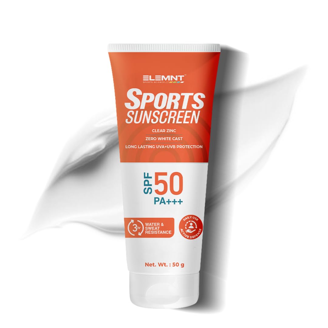 Elemnt Sports Sunscreen Spf 50 With Broad Spectrum Pa+++ | No White Cast | Waterproof Sunscreen For Beaches & Pool, All Outdoor 