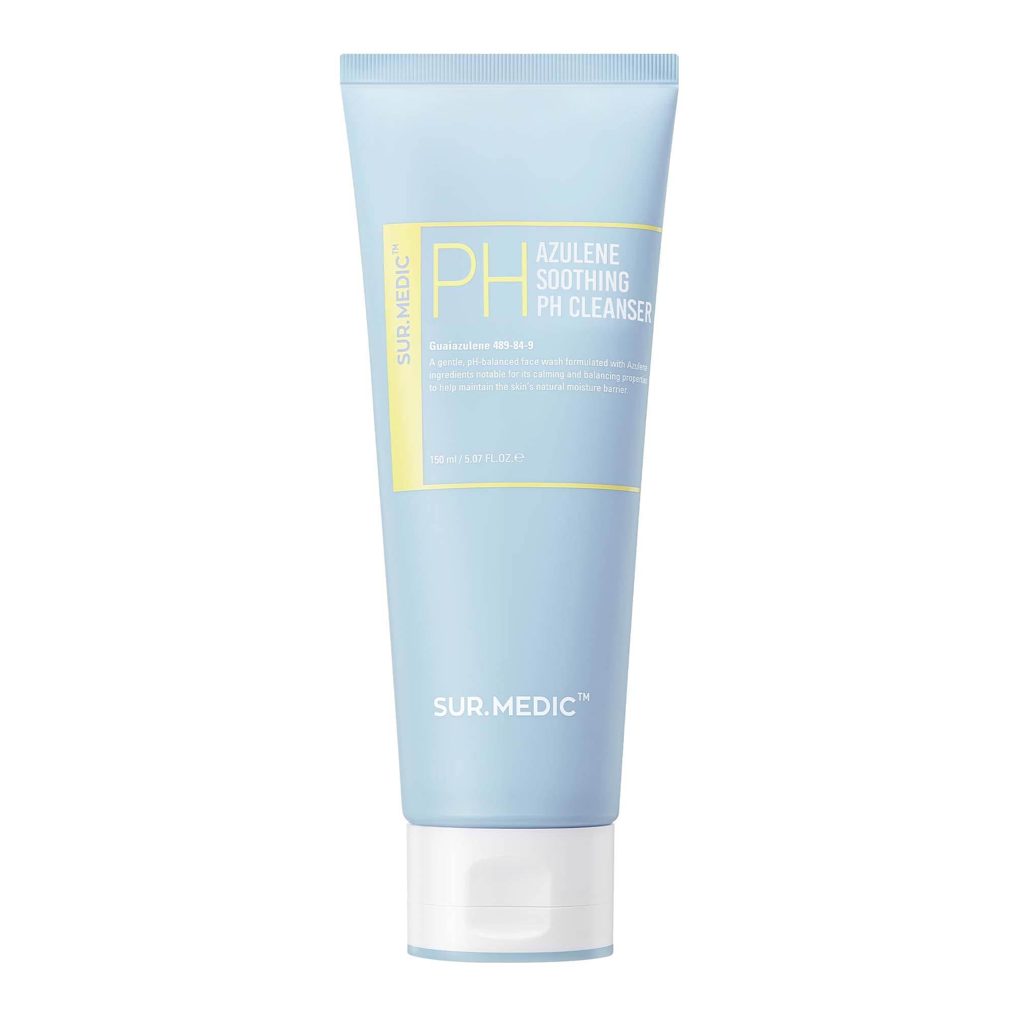 Sur.Medic+ Azulene Soothing Ph Cleanser 5.07 Oz / 150Ml - Hypoallergenic, Sensitive Skin, Smooth, Moisturizer, Centella, Korean
