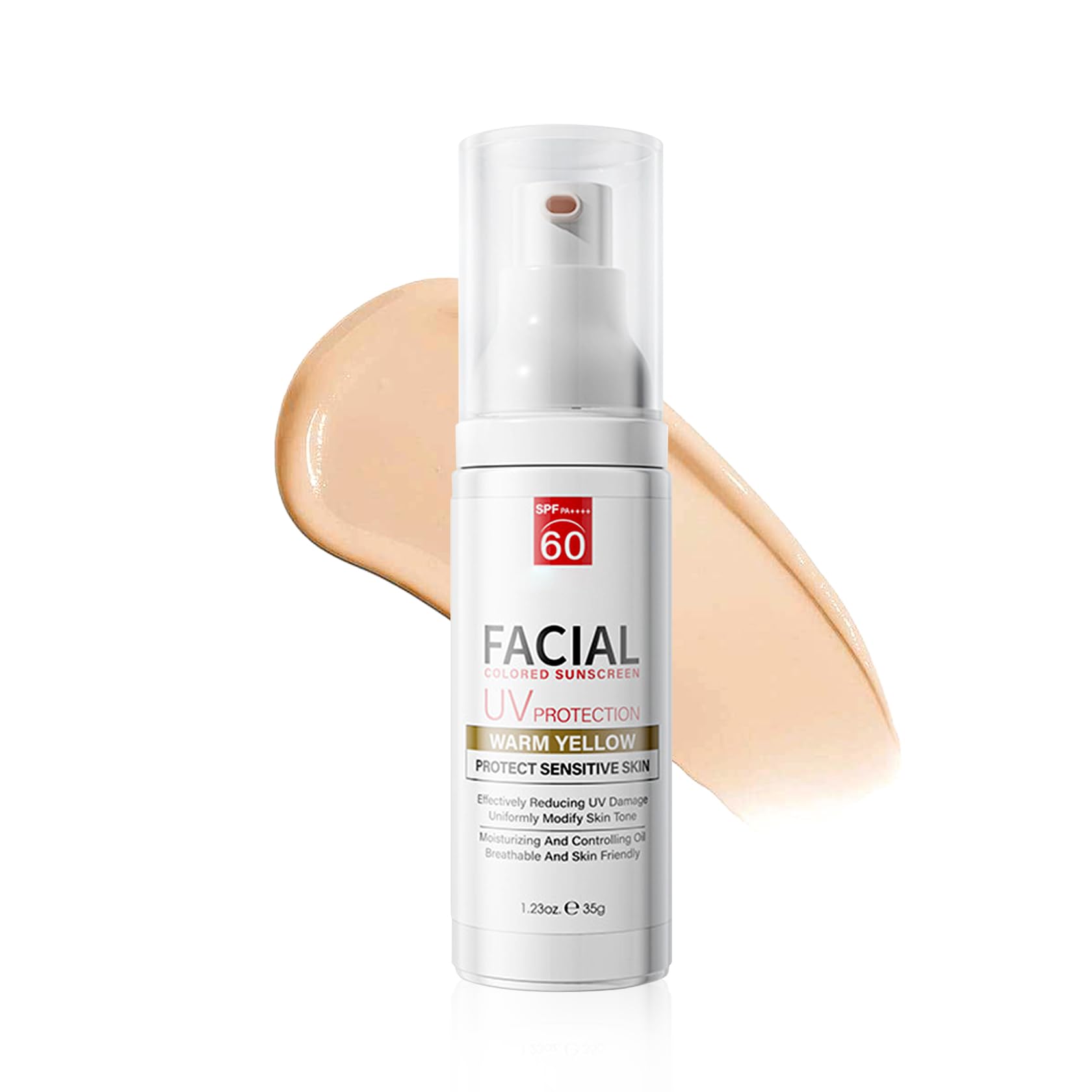 Tinted Sunscreen,Face Sunscreen,Lightweight and NonGreasy Face Moisturizer with SPF 60,FastAbsorbing,Daily Lotion Suitable for
