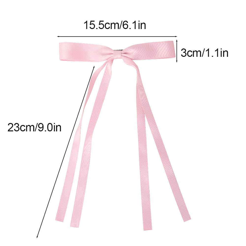 Bmobuo 6Pcs Pink Hair Accessories For Women: Long Satin Ribbons, Hair Bows, Alligator Clips, And Coquette Aesthetic Barrettes
