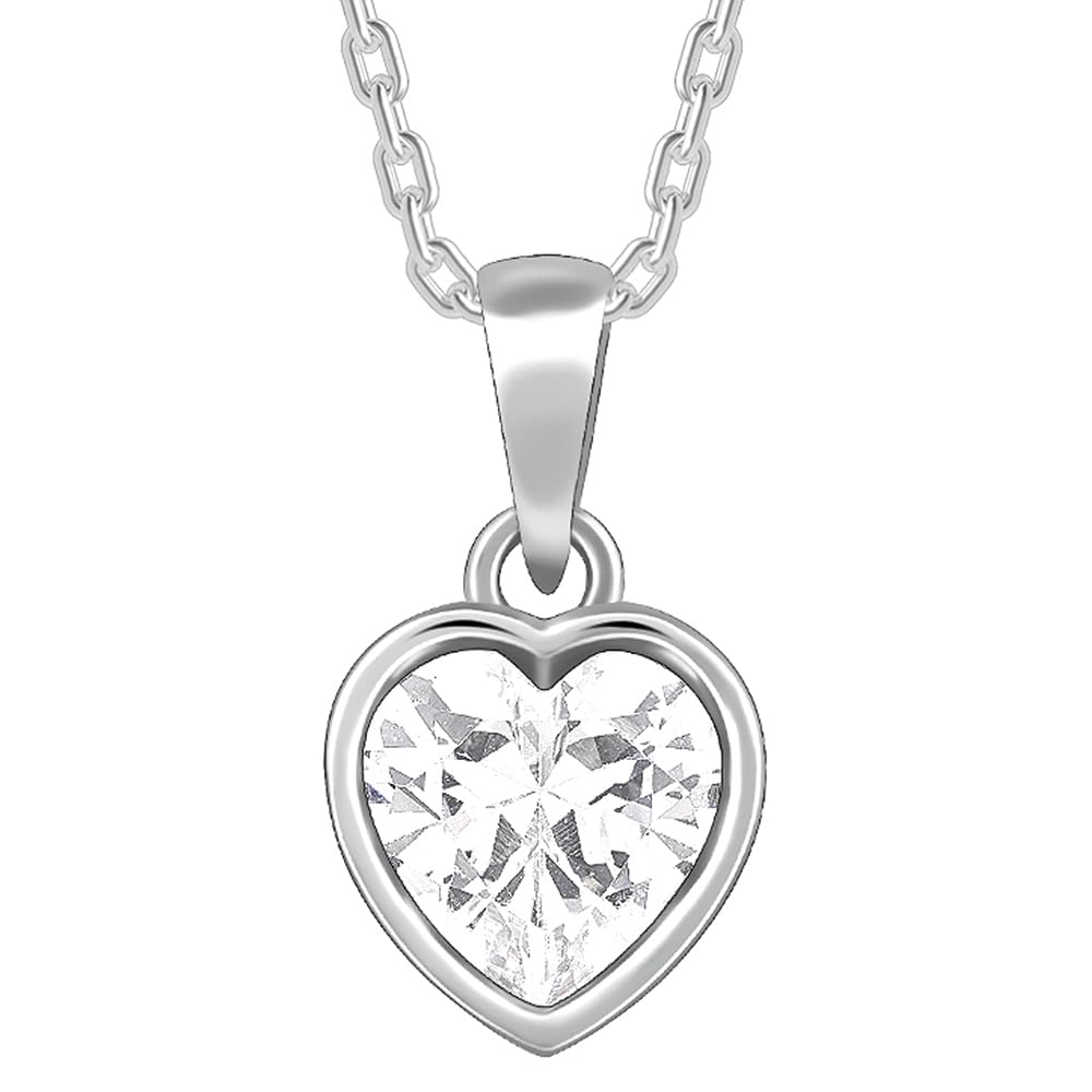 GIVA Pure 925 Sterling Silver Heart Shaped Zircon Coeur Pendant With Chain|Valentines Gifts For Girlfriend, Gifts For Women And 