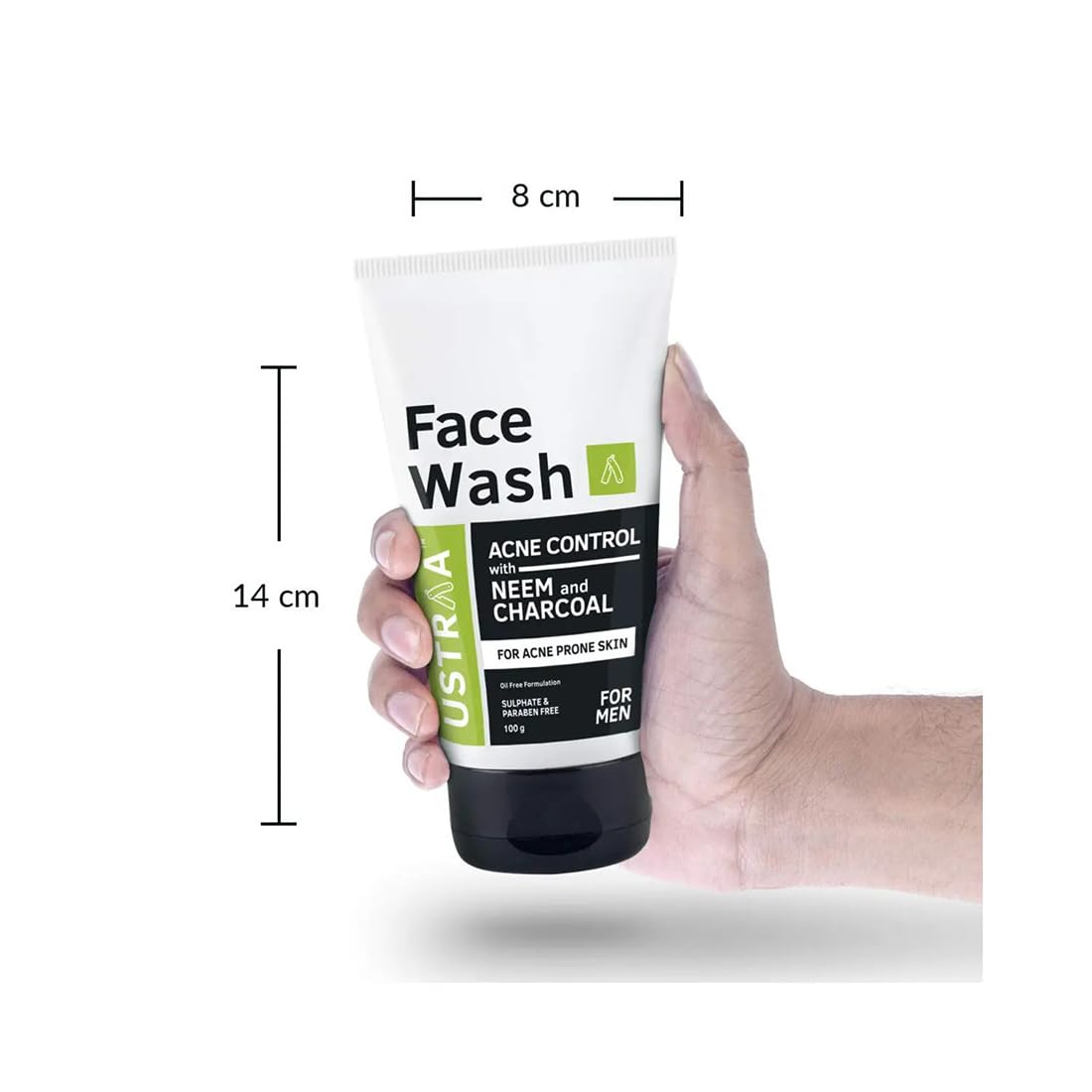 Ustraa Face Wash Acne Control - With Neem & Charcoal Face Wash - 3.5 Oz - Oil control, Prevents Acne, Especially for Oily skin,