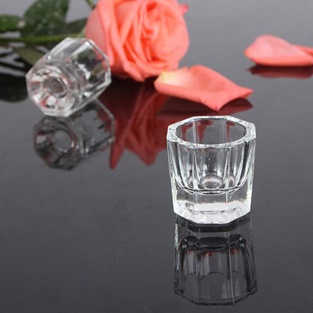 Bulex 2 Pack Dappen Dish Cups For Nail Art Acrylic Liquid - Clear Glass Nail Monomer Liquid Bowl Dampen Dish Acrylic Powder Hold