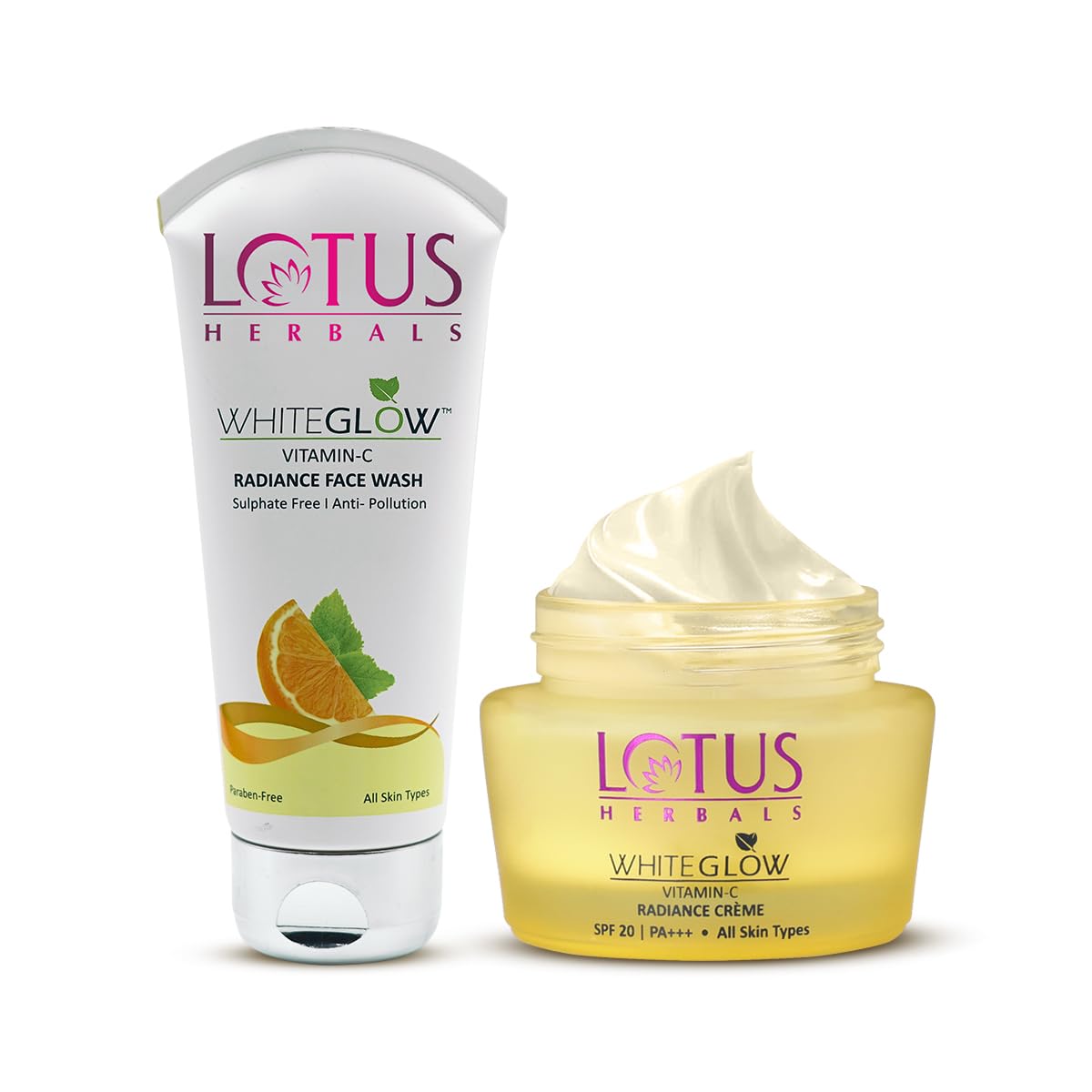 Lotus Herbals Whiteglow Vitamin C Radiance Face Wash (100G) + Face Cream (50G) | 150G