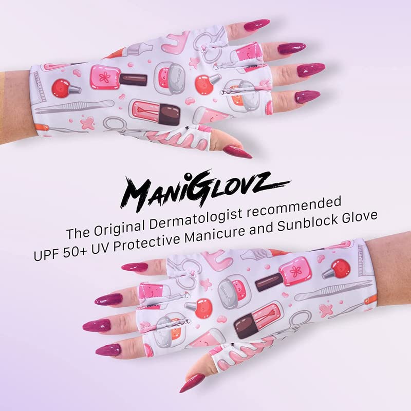 ManiGlovz UV Light Protective Nail Gloves | Gel Manicure and Anti UV Fingerless Gloves | Spaced Out Print