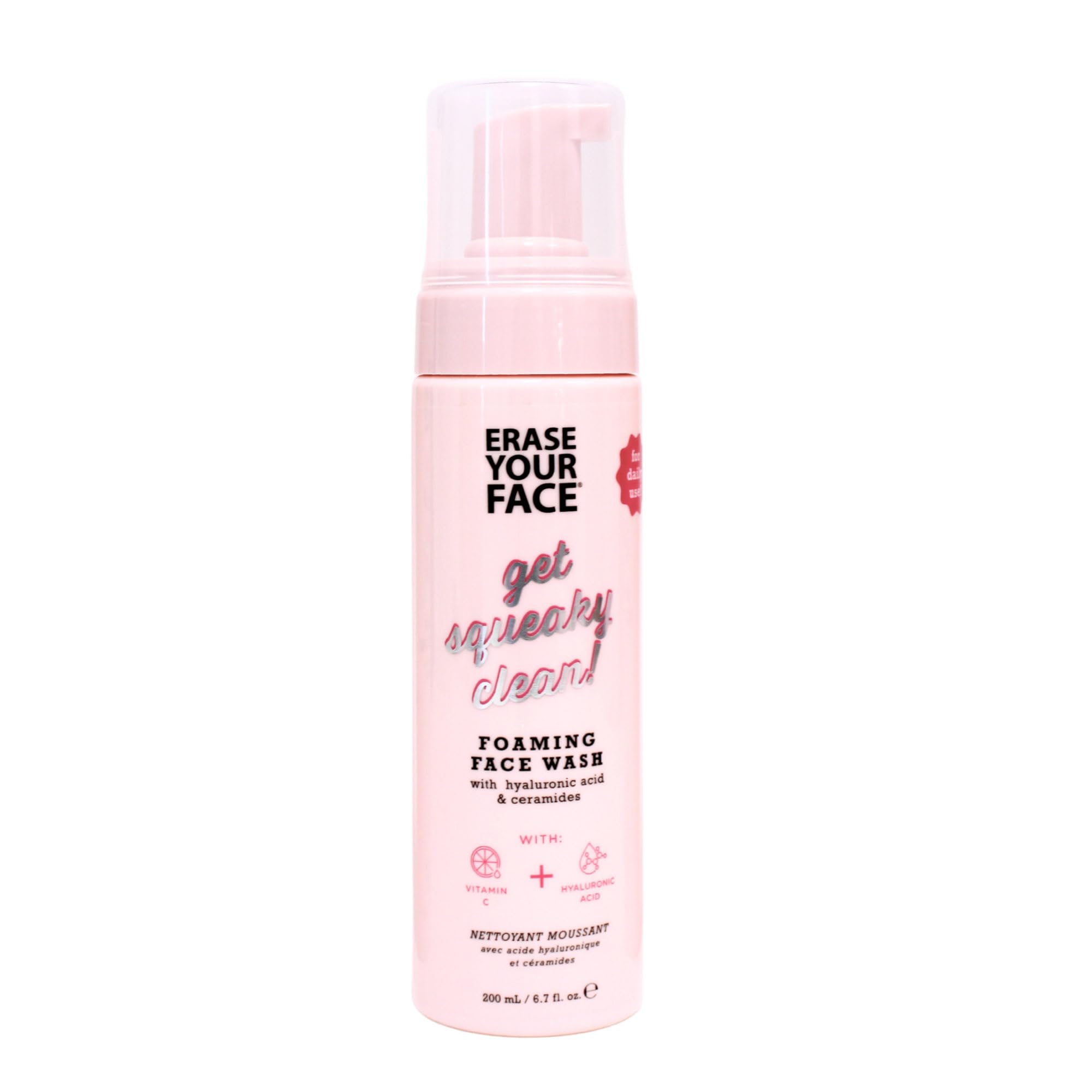 ERASE YOUR FACE Foaming Face Wash - Gentle Face Wash to Rejuvenate & Nourish Skin - Hydrating Face Wash Enriched with Hyaluronic