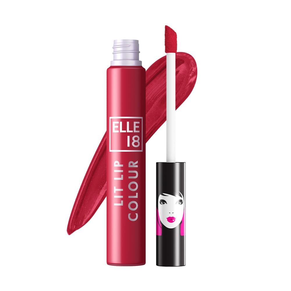 Elle 18 Lit Lip, Matte Finish, Wanderlust Red, 16 Hrs Long Lasting Liquid Lipstick, Smudge And Transfer Proof Lipstick, One-Stro