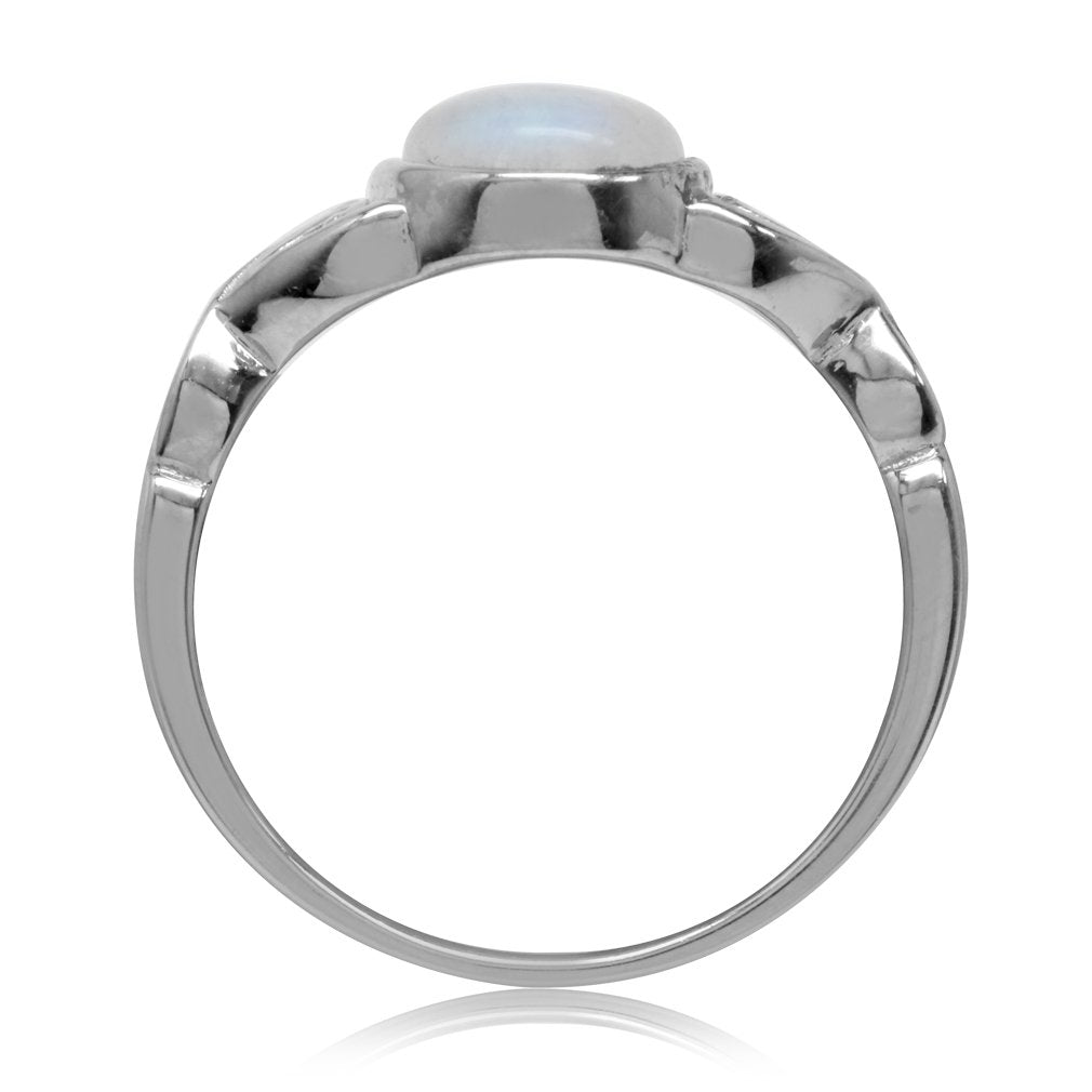 Silvershake 7mm Natural Moonstone 925 Sterling Silver Victorian Style Solitaire Ring Size 7