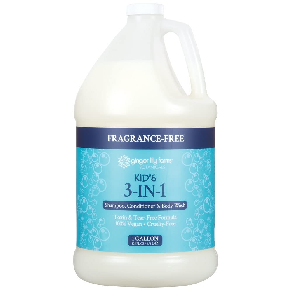 Ginger Lily Farms Botanicals Kid's 3-in-1 Shampoo, Conditioner & Body Wash, Tear-Free Formula, 100% Vegan & Cruelty-Free, Fragra
