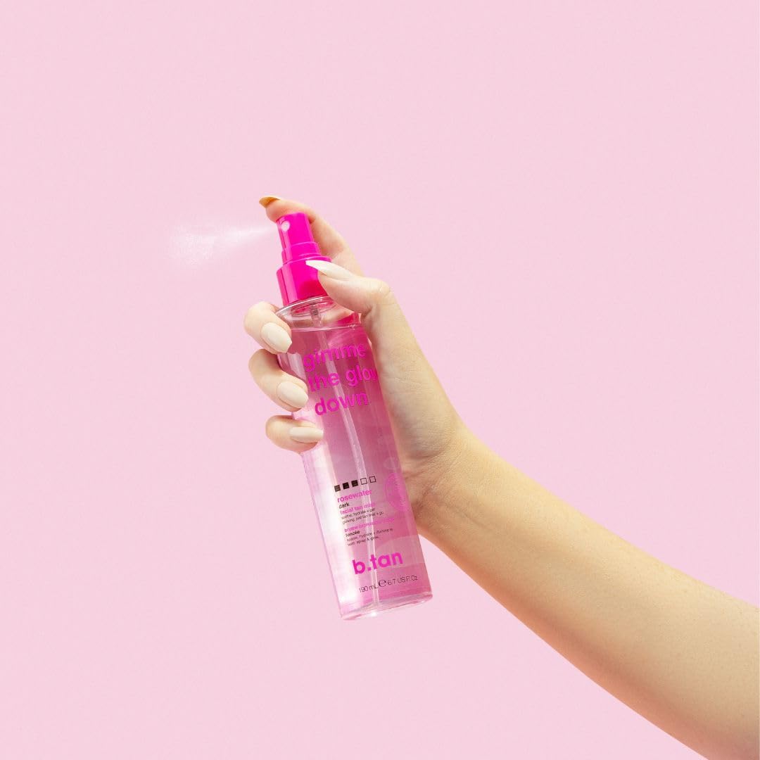 B.Tan Clear Face Tan Mist | Gimme The Glow Down - Best Facial Tanner Spray, Gradual Bronzing Sunless Tanning Water, Infused With