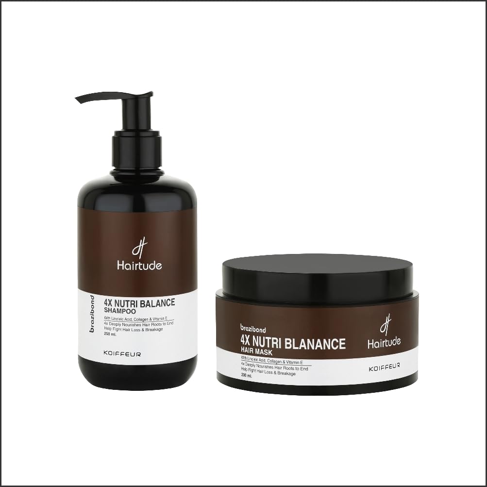 Koiffeur Hairtude Brazibond 4X Nutri Balance Shampoo & 4X Nutri Balance Mask For Hair Loss & Hair Breakage (Salphate Free) (250M
