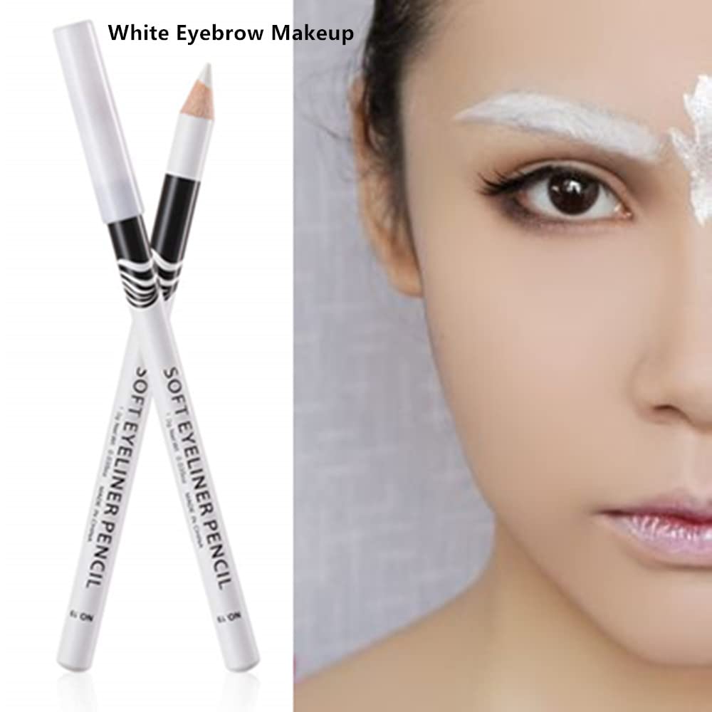 Go Ho 12 Pcs White Eyebrow Eyeliner Pencils,White Eyeshadow Makeup Pen,Sweatproof Eye Highlighter Makeup Pencil,Long-Lasting Nic