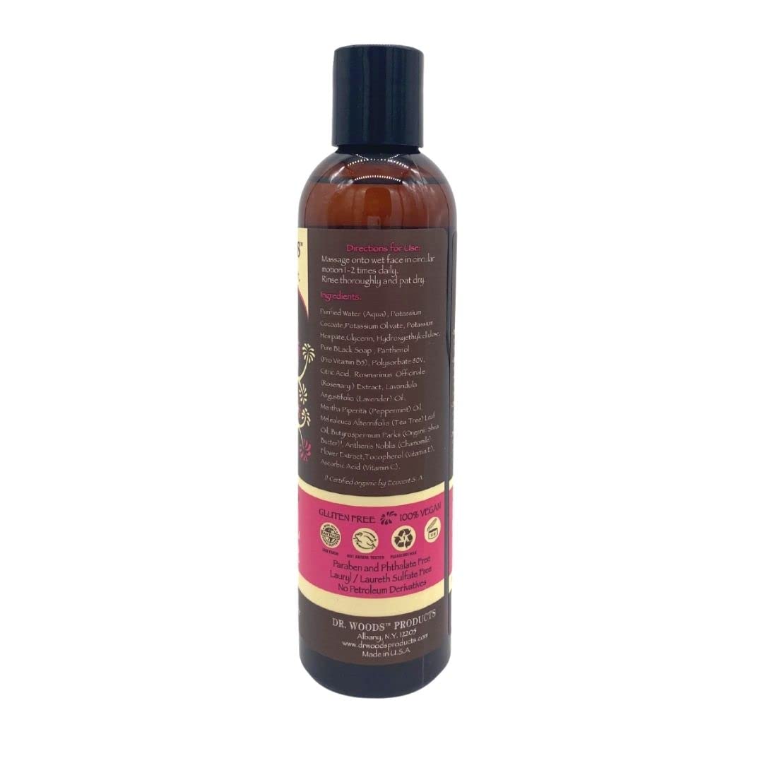 Dr. Woods Black Soap Liquid Facial Cleanser with Organic Shea Butter, 8 Ounce (Pack of 2)