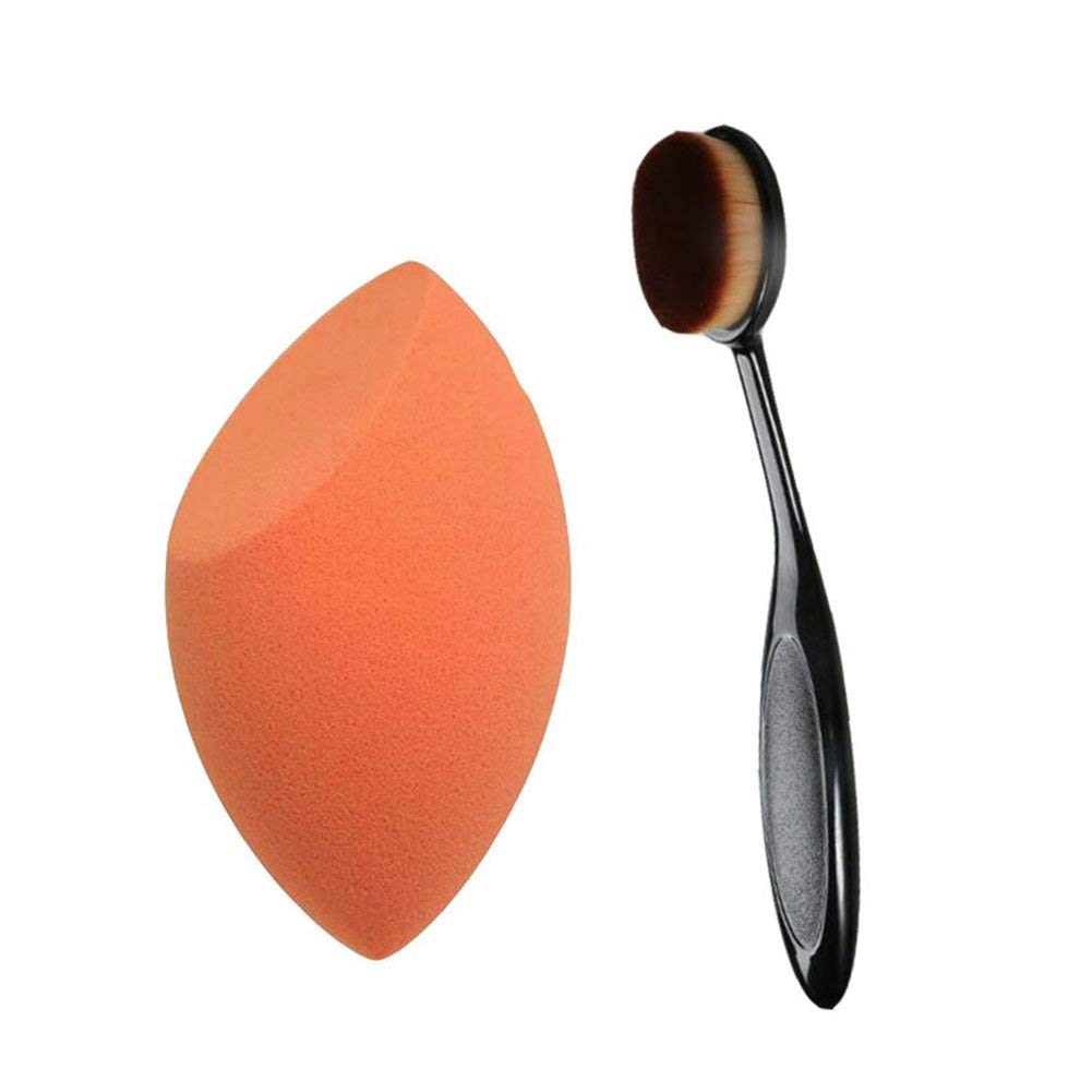 Angelie WomenS Foundation/Highlighter Makeup Brush With Beauty Blender Puff (Pack Of 2)