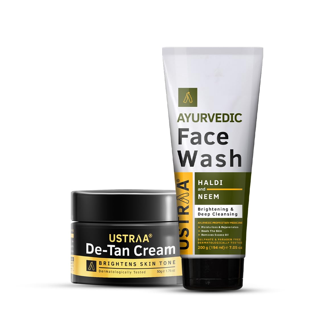 Ustraa Ayurvedic Face Wash Neem & Haldi  200G | Helps Heal Skin | Skin Brightening & Deep Cleansing & DeTan Face Cream For Men