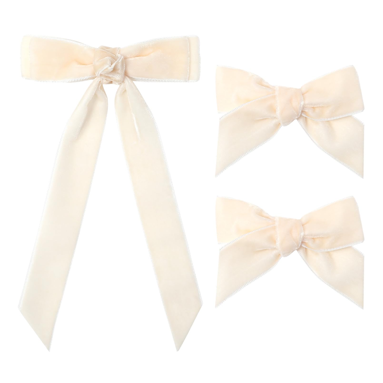 3PCS Velvet Hair Bow White Hair Ribbon Clips for women Girls Fall Alligator Hair Clips Hair Accessories Toddlers Kids Teens