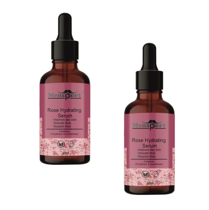 Mensport Rose Hydrating Face Serum | For, Blemishes, Toning & Bright Skin | Paraben Free | For Women & Men | 30Ml | Pack Of 2