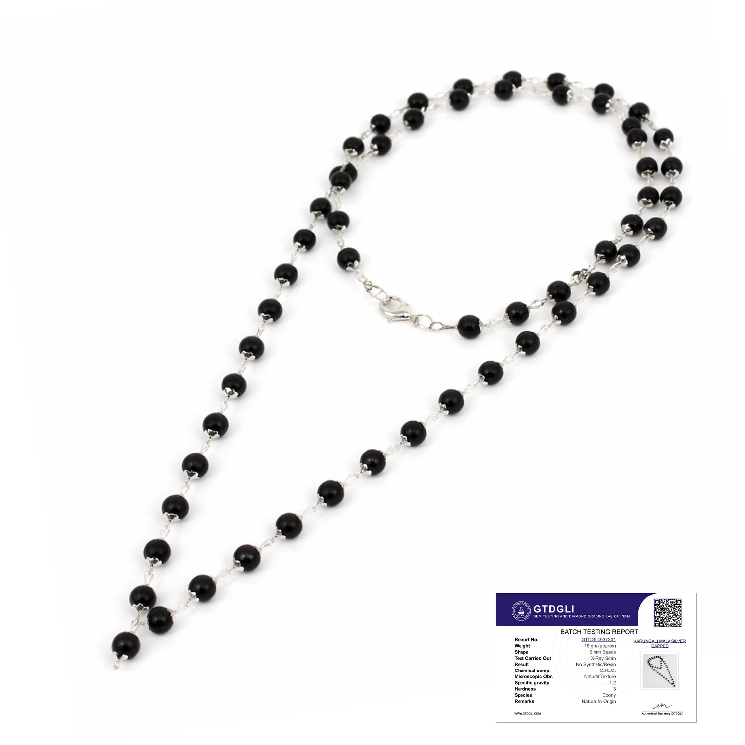 Astrotalk Silver Capped Karungali Malai 6 mm (54+1 Beads) | Karungali Mala Original for Lord Murugan Blessings | Evil Eye Protection & Mangal Dosh | Ideal for Puja & Gift items