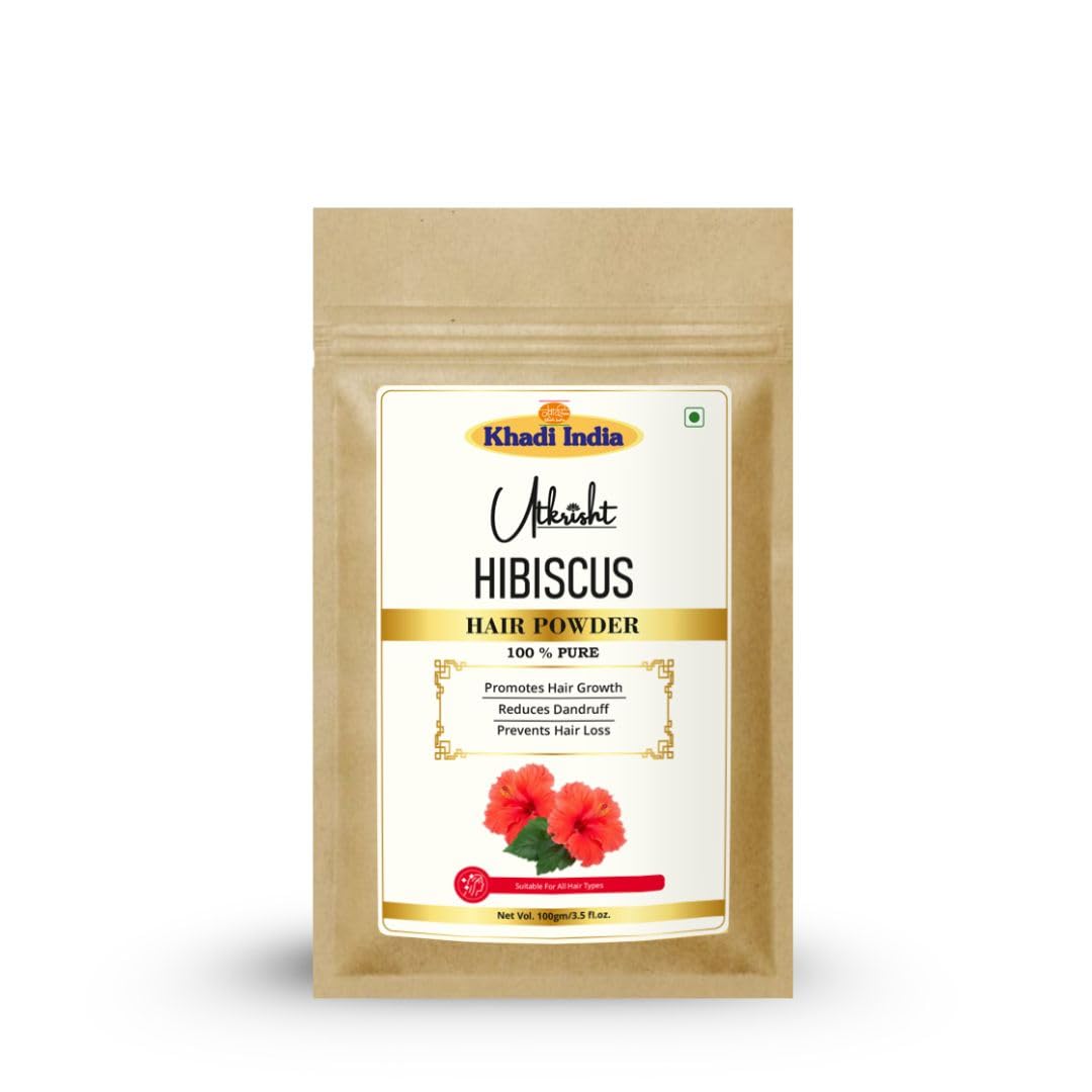 Utkrisht Khadi Hibiscus Hair Powder Pack 100G | Natural & Ayurvedic | Nourishment For Follicles, Strands & Roots | For Dry, Friz
